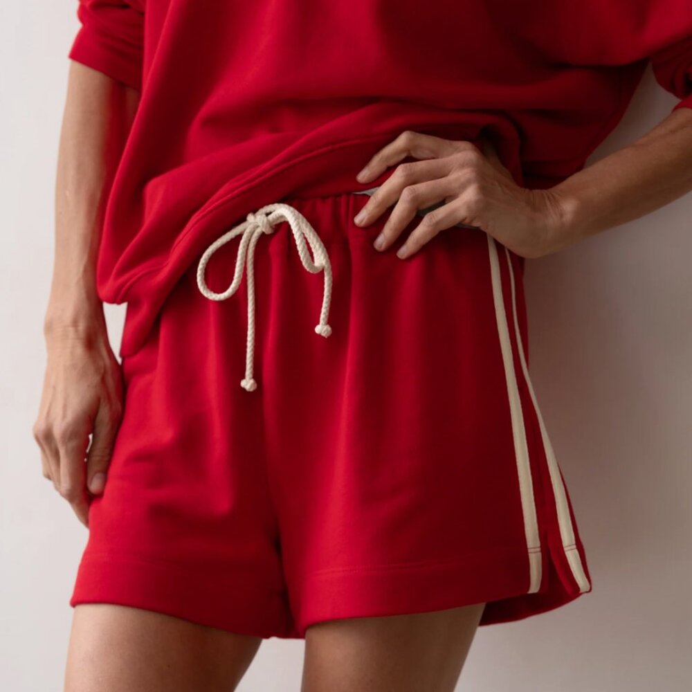 DONNI the Eco Terry Stripe sweatshorts red